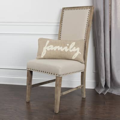 Rizzy Home Transitional "Family" Throw Pillow in Natural - 11"x21"