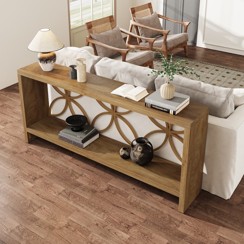 70.9 Inches Narrow Sofa Table, 2-Tier Console Table with Storage