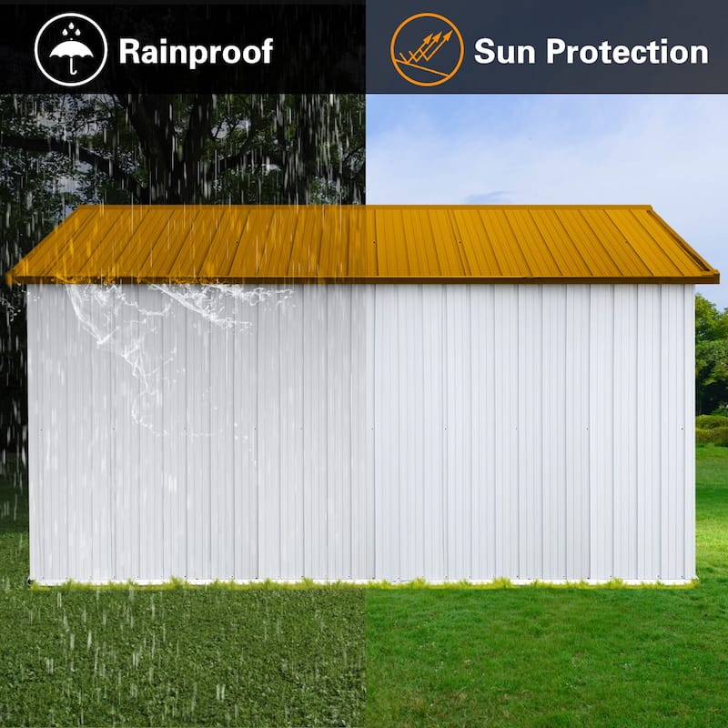 GDFStudio - Metal Garden Shed 12ft x 10ft Outdoor Storage Shed with Window