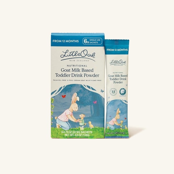 slide 2 of 2, LittleOak Natural Goat Milk Toddler Drink 6 x 0.79oz Travel Sachets - 12 months to 4 years 12 months to 4 years