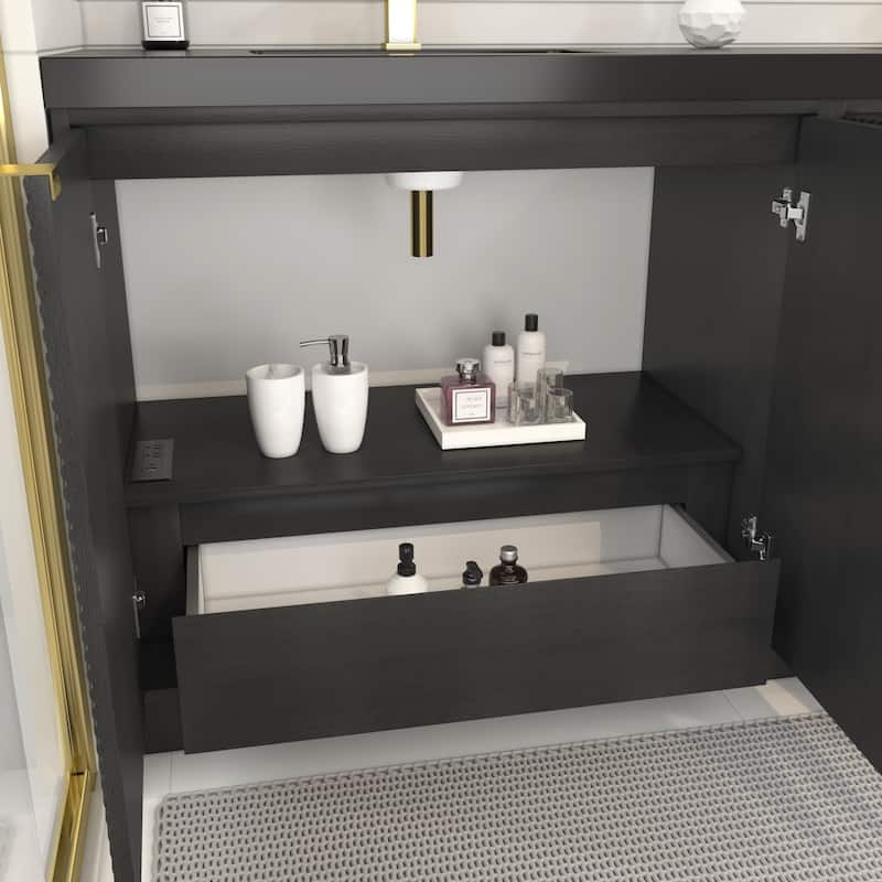 Milano 72" Freestanding Bathroom Vanity with Double Black Acrylic Sink