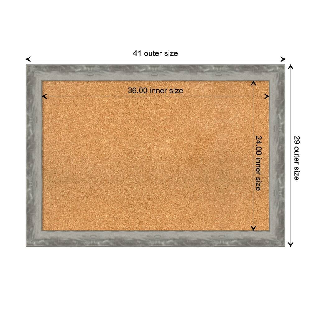 Waveline Silver Narrow Framed Natural Corkboard Bulletin Board