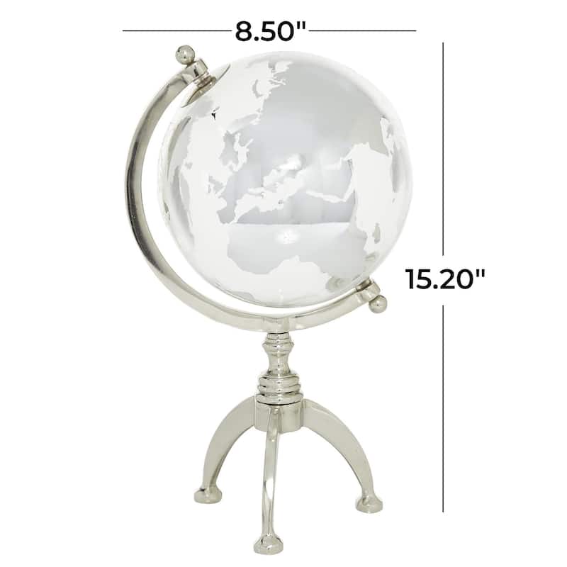 Aluminum Metal Globe with Tripod Base - Silver or Gold - Roche River Decor