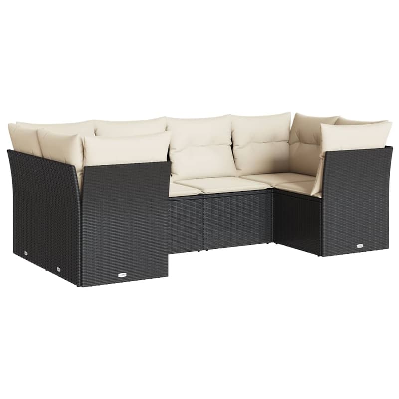 vidaXL Garden Sofa Set Black and Cream - 48.8 x 92.1 x 27.2