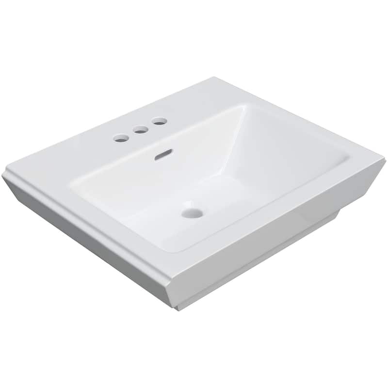 PROFLO 22-7/8" Rectangular Vitreous China Pedestal Bathroom Sink with - White