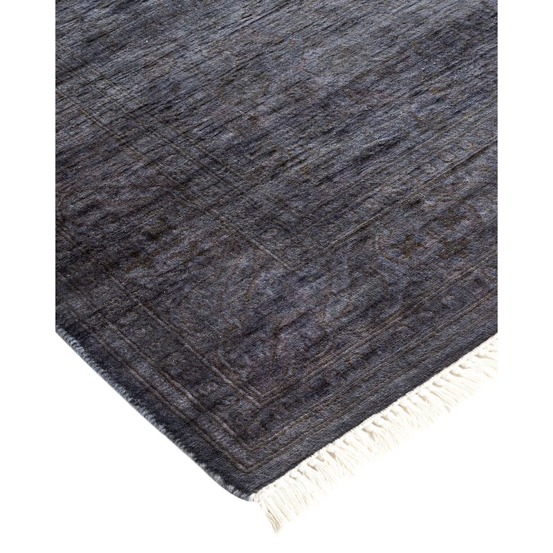 Overton Hand Knotted Wool Vintage Inspired Modern Contemporary Overdyed Gray Area Rug - 2' 7" x 8' 1"
