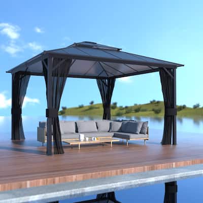 VEIKOUS 12x12 FT Outdoor Patio Gazebo, Double Hardtop PC Gazebo