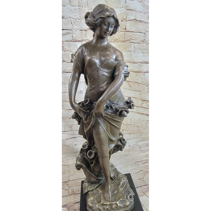 Young Maiden Girl Female Figure Bronze Statue Sculpture Auguste Moreau 26 Inches X 8.5 Inches