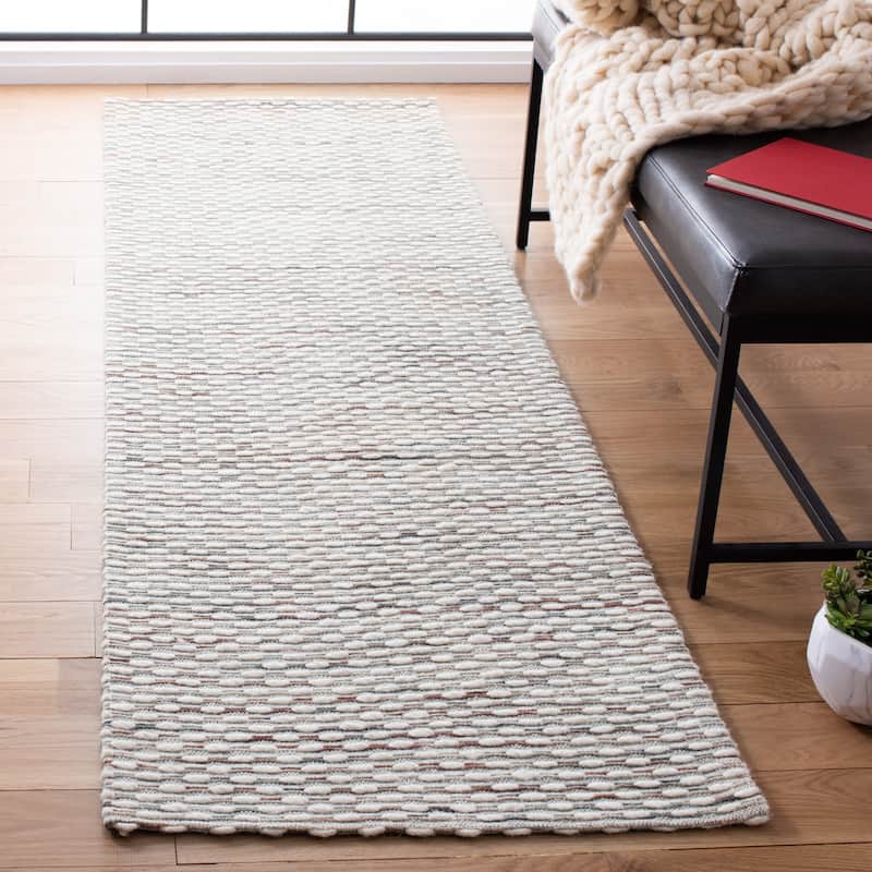 SAFAVIEH Handmade Marbella Andra Wool Rug - 2'3" x 8' Runner - Beige/Rust