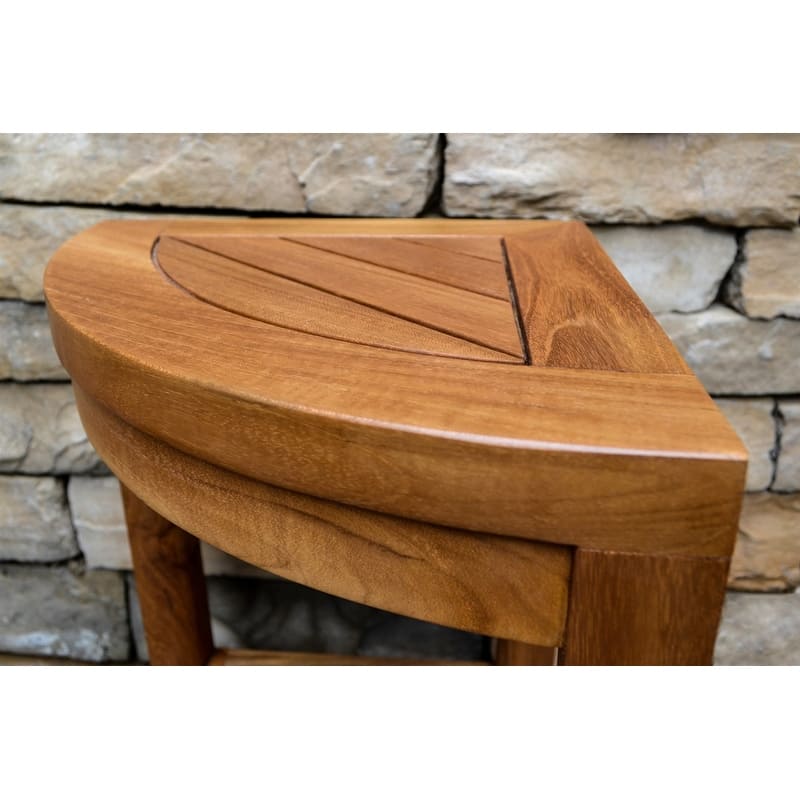 Jakarta Teak Wood Outdoor Shower Stool - 12"L x 16.5"W x 18"H