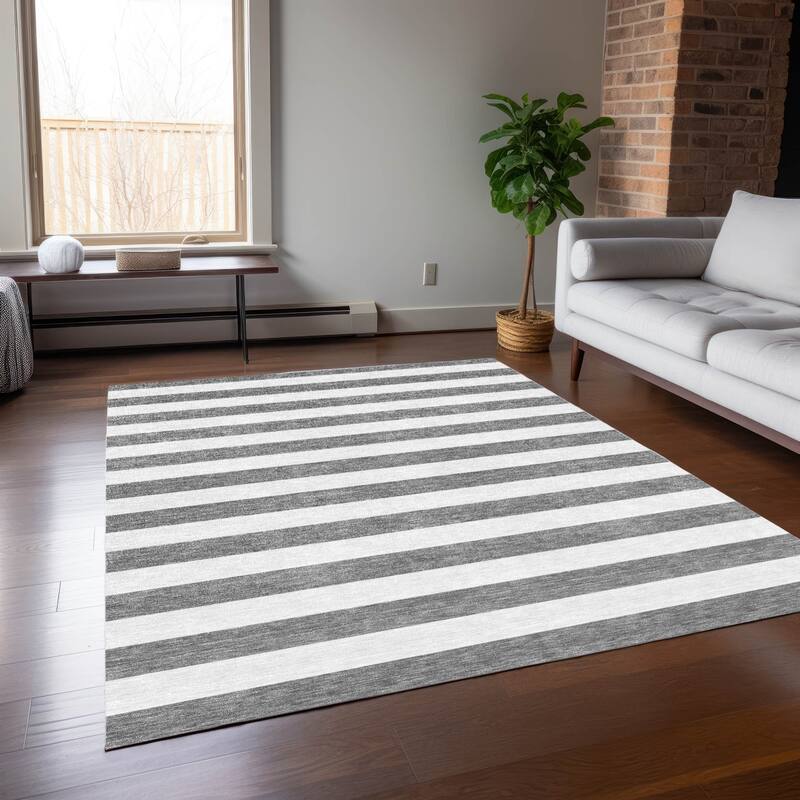 Alnamo Stripe Weather Resistant Versatile Elegance Outdoor Rug - 10' X 14'