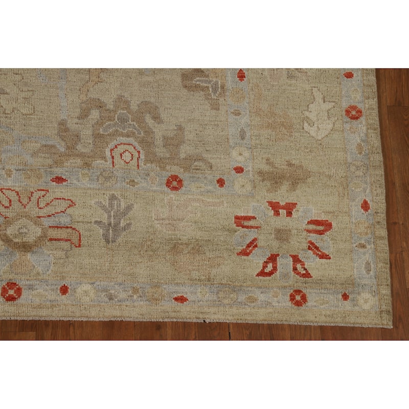 Floral Oushak Turkish Area Rug Hand-Knotted Vegetable Dye Wool Carpet - 8'4" x 9'9"