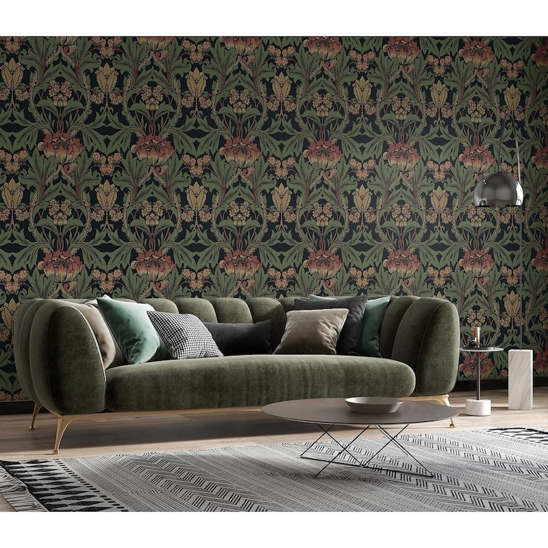 Seabrook Designs Primrose Garden Floral Prepasted Wallpaper