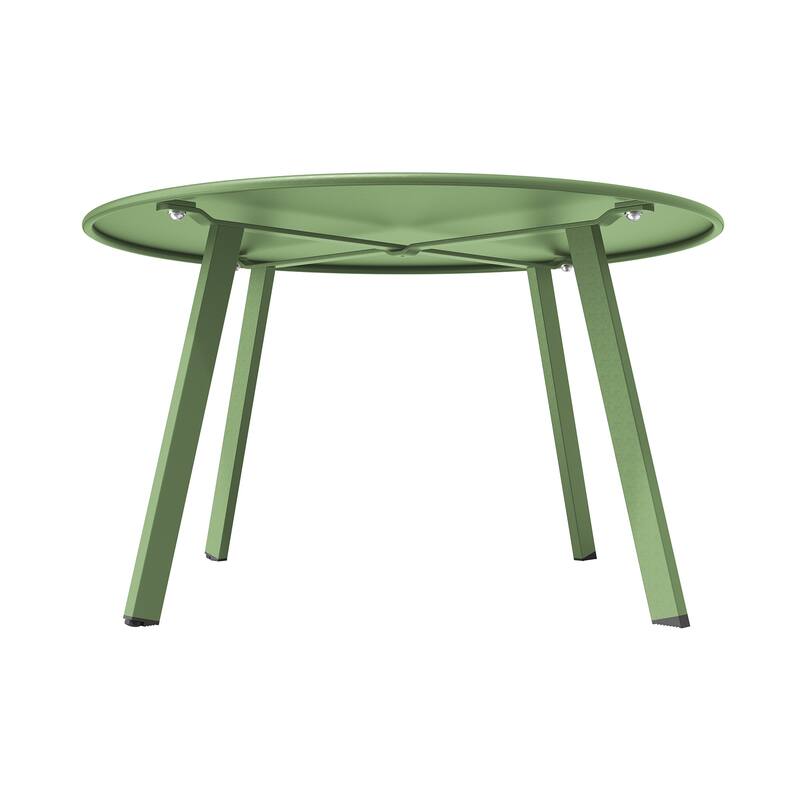 Clihome Patio Round Metal Coffee Table, Outdoor Side Table