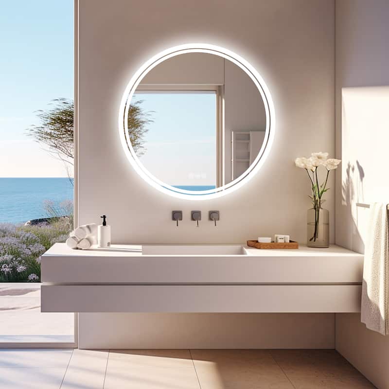31.5" LED Lighted Bathroom Mirror Vanity Mirror Wall Mounted Large Anti-Fog Dimmable Mirror Backlit - 31.5''