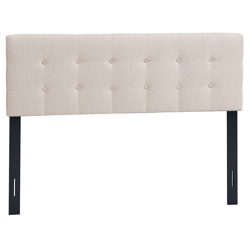 Gymax Full/Queen Size Headboard Linen Fabric Upholstered Button Tufted - Beige - Full