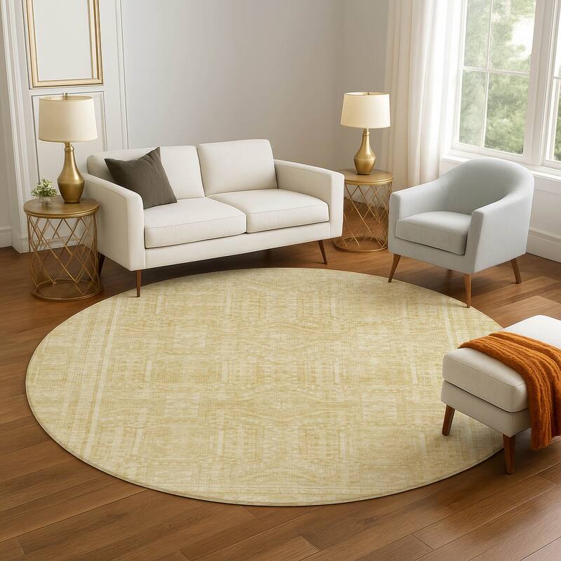 Premium Washable Super Soft Traditional Global Mayfield Rug - Wheat - 8' x 8'