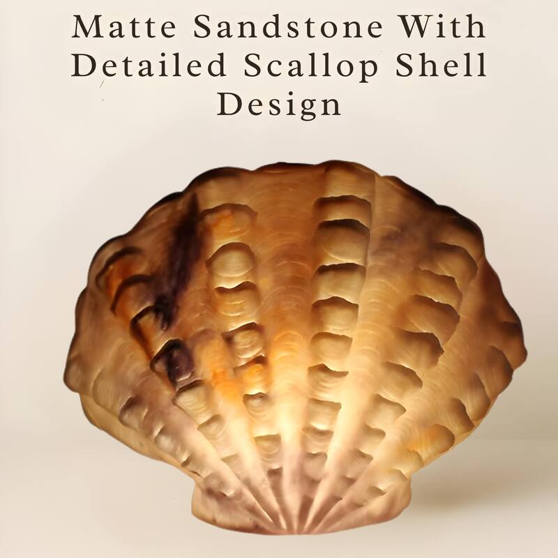 Aria Home Scallop Shell Table Lamp Sculpted Sandstone coastal accent
