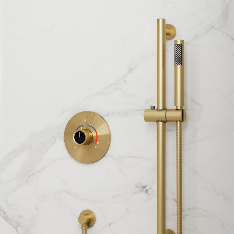 GRANDJOY 10" Wall-Mounted Shower Head System and Handheld Shower with Sliding Bar