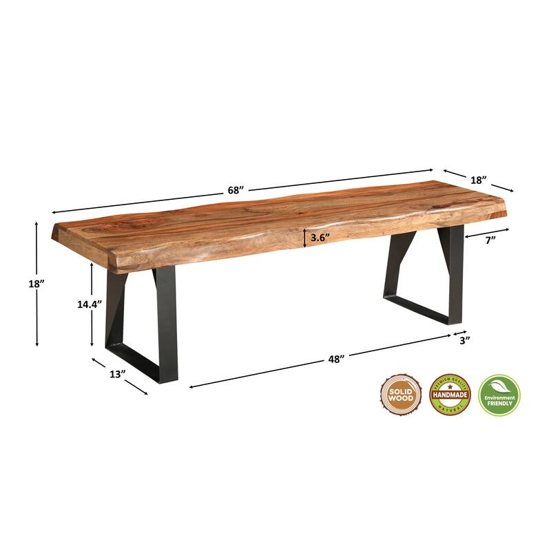 Sienna Live Edge Wave Dining Bench