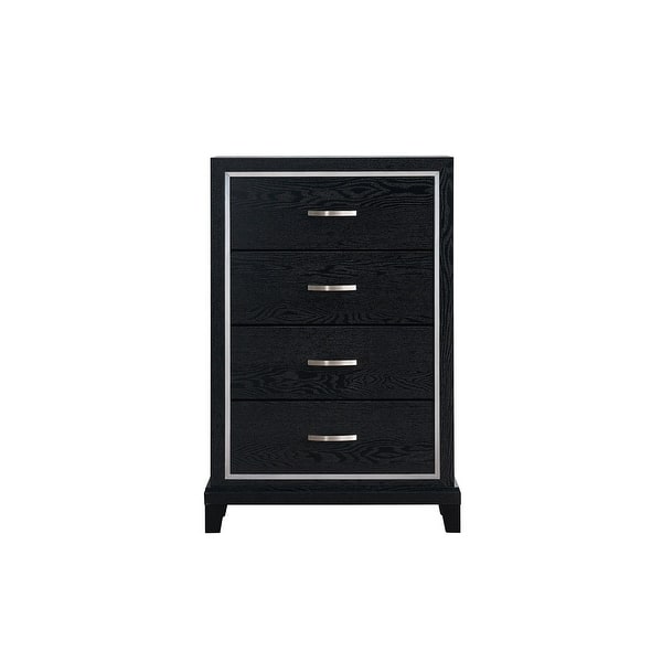 slide 2 of 6, Livingston Black 4-Drawer 32 in. W Chest of Drawers Black