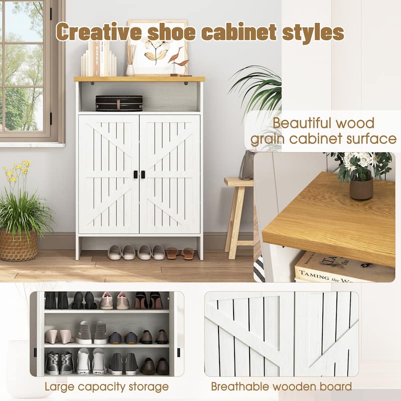 Modern Minimalist MDF Shoe Cabinet - Sliding Door Design, 31.5*13.7*47 Inches