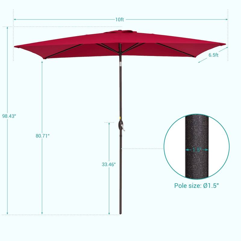 Bonosuki 10x6.5ft Rectangular Aluminum Patio Market Umbrella