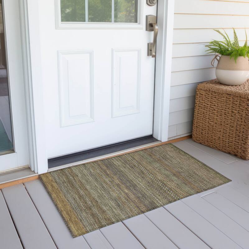 Pafi Stripe Weather Resistant Blended Style Outdoor Rug