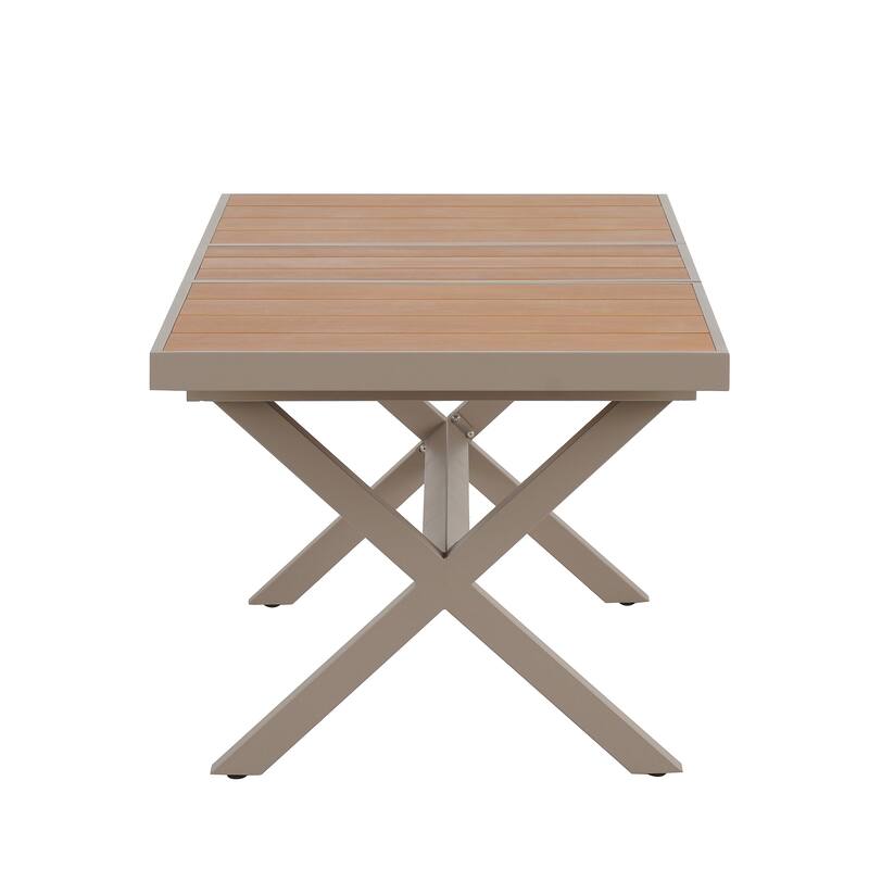 Outdoor Dining Set with 6 Chairs and X-Shaped Legs Extendable Table, Aluminum Patio Dining Table Set