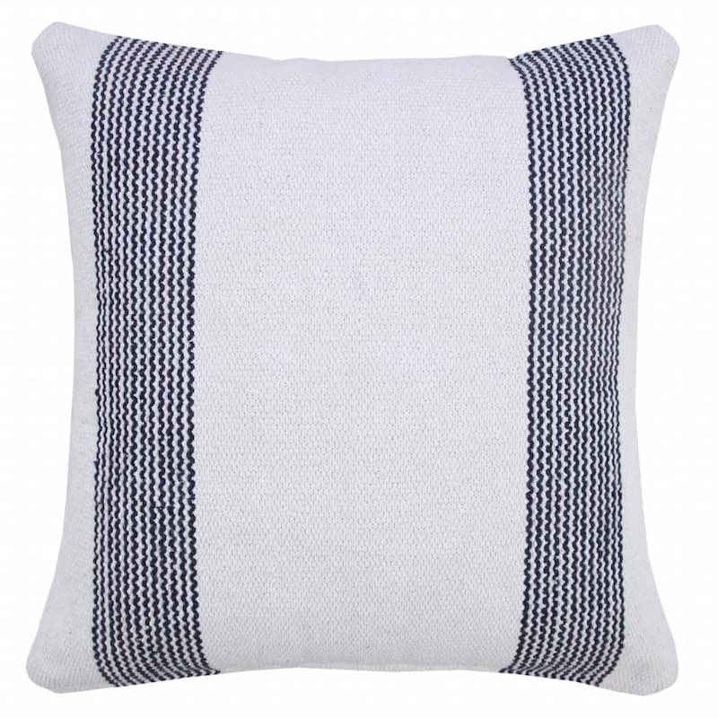 HomeRoots 20" X 20" Deep Blue And White 100% Cotton Geometric Zippered Pillow