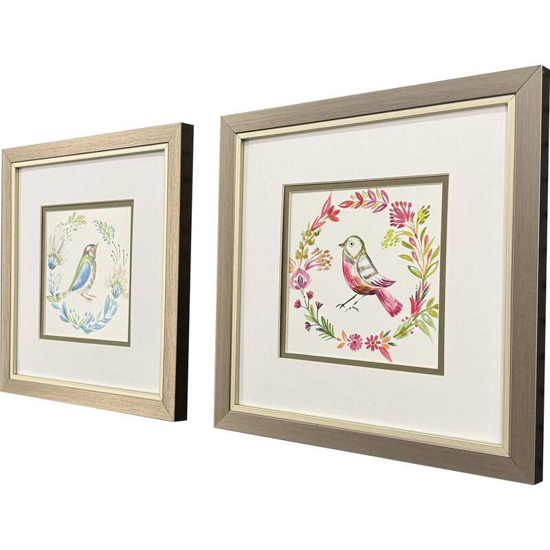 Paragon Blue Bird Red Bird Framed Art - Set of 2