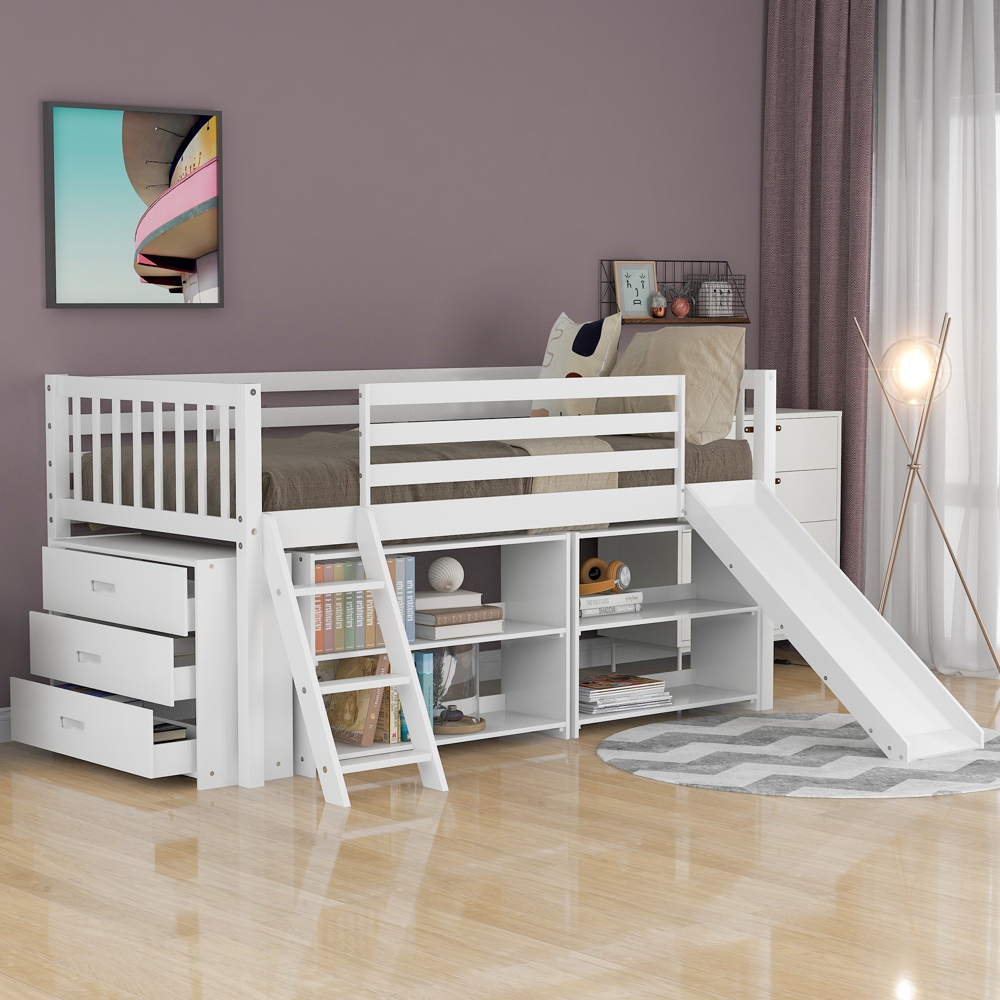 Twin bed hotsell with desk attached