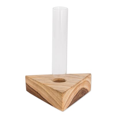 Novica Handmade Home Glamour Teak And Glass Vase