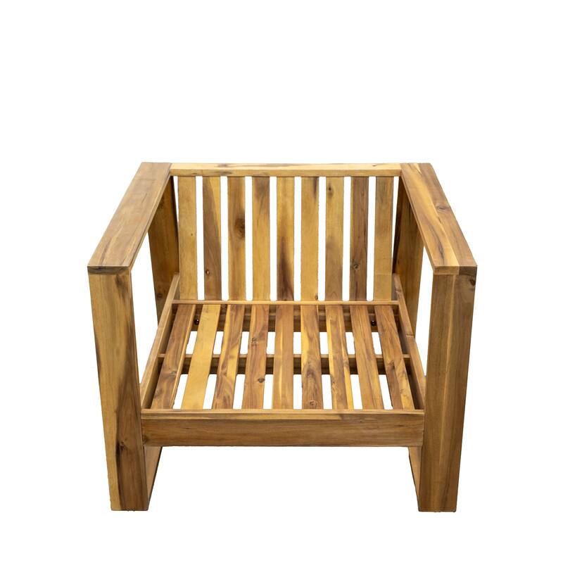 Outdoor Wood Lounge Set with Table and Ottoman for Patios (Set of 3)