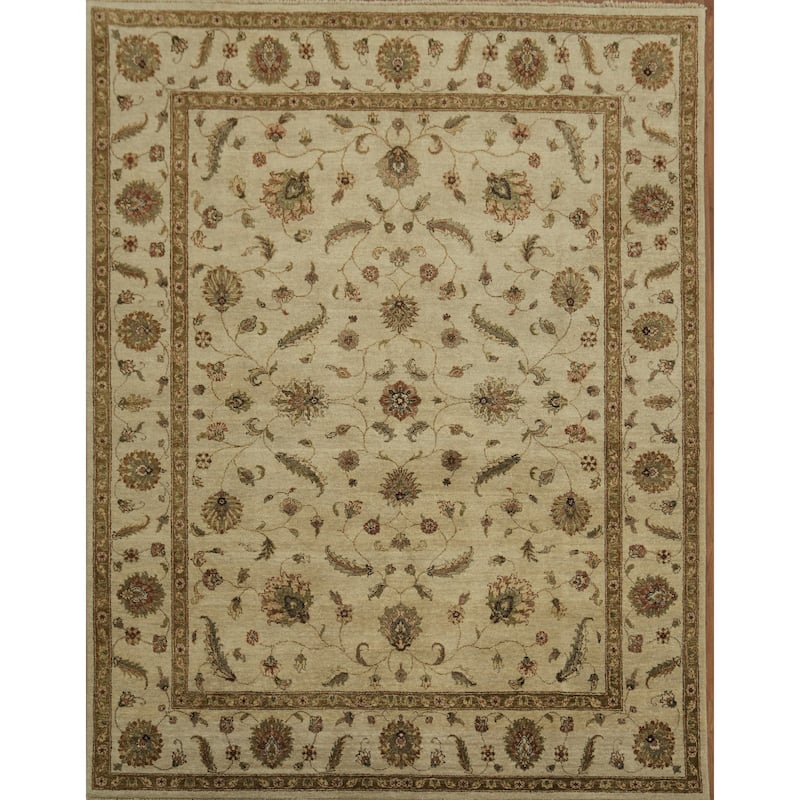 Hand Knotted Oriental 100% Wool Carpet Traditional Traditional Beige & Ivories Agra Area Rug - 10' 1'' X 7' 11''