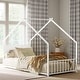 preview thumbnail 36 of 34, Twin Size Kids' House Bed Frame with Canopy, Built-In Multi-Color LED Lights, Sturdy Metal Slats, Low-Profile Design Twin White - Twin
