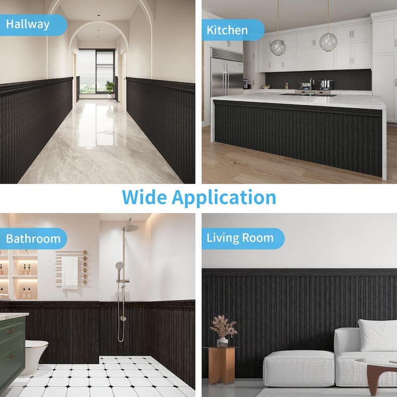 Art3d Decorative PS Wall Panel Kit with Trim, 12 Panels & 4 Edge Strips - N/A