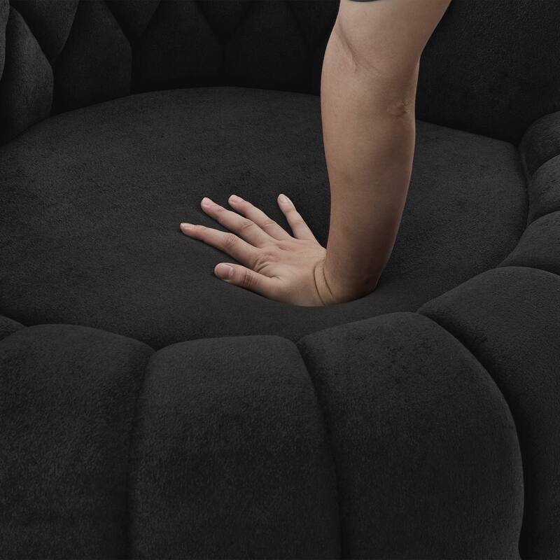 360° Swivel Chair Accent Chair Chenille Upholstered Single Sofa Chair Round Club Chair for Living Room Bedroom