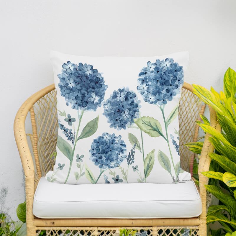 Magnolia Casual Outdoor Pillow Four Hydrangeas 18x18
