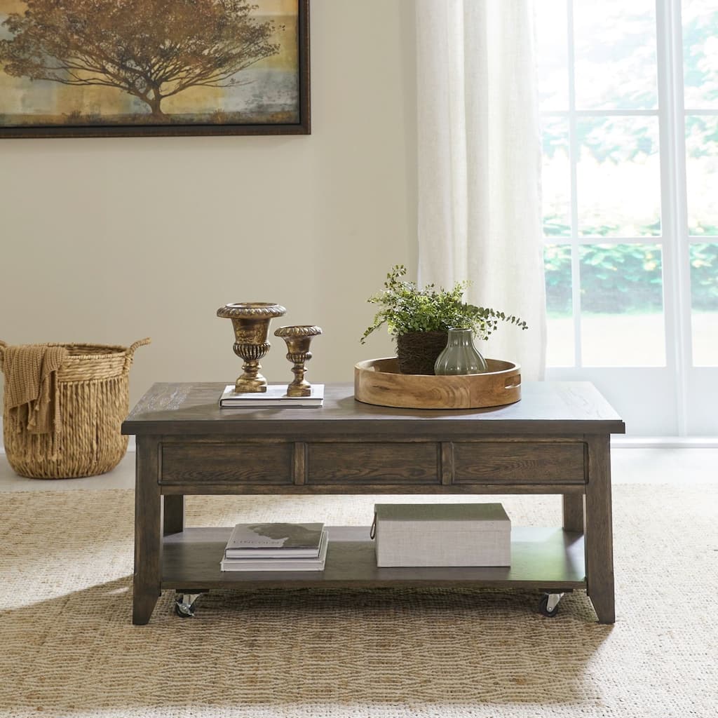 Paradise Valley Saddle Brown Lift Top Cocktail Table