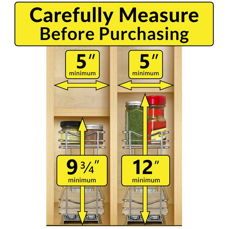 LYNK PROFESSIONAL® Pull Out Spice Rack Organizer for Cabinet - 4-1/4 inch Wide - Lifetime Limited Warranty - 2 Tier, Chrome