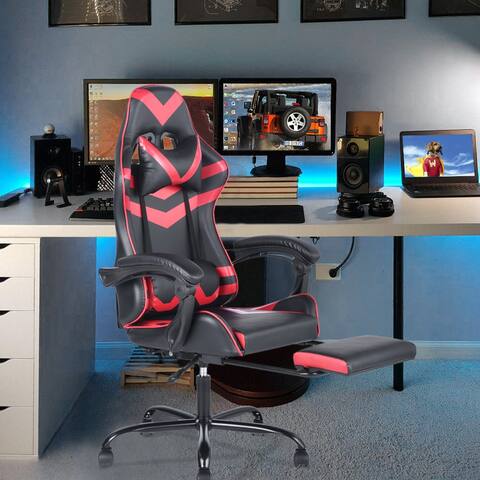 Porch & Den Adeline High-back Racer Style Ergonomic Gaming Chair with Ottoman