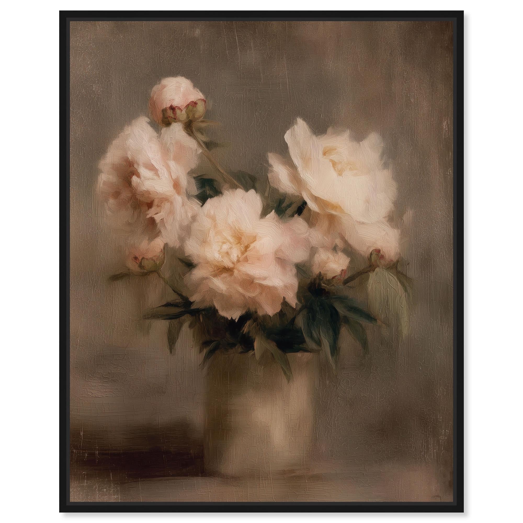 Vintage Peonies I Fashion Decor Framed Canvas Print by Art Remedy