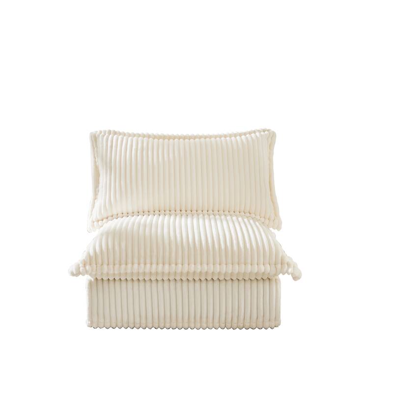 Armless Sofa - Cream Corduroy