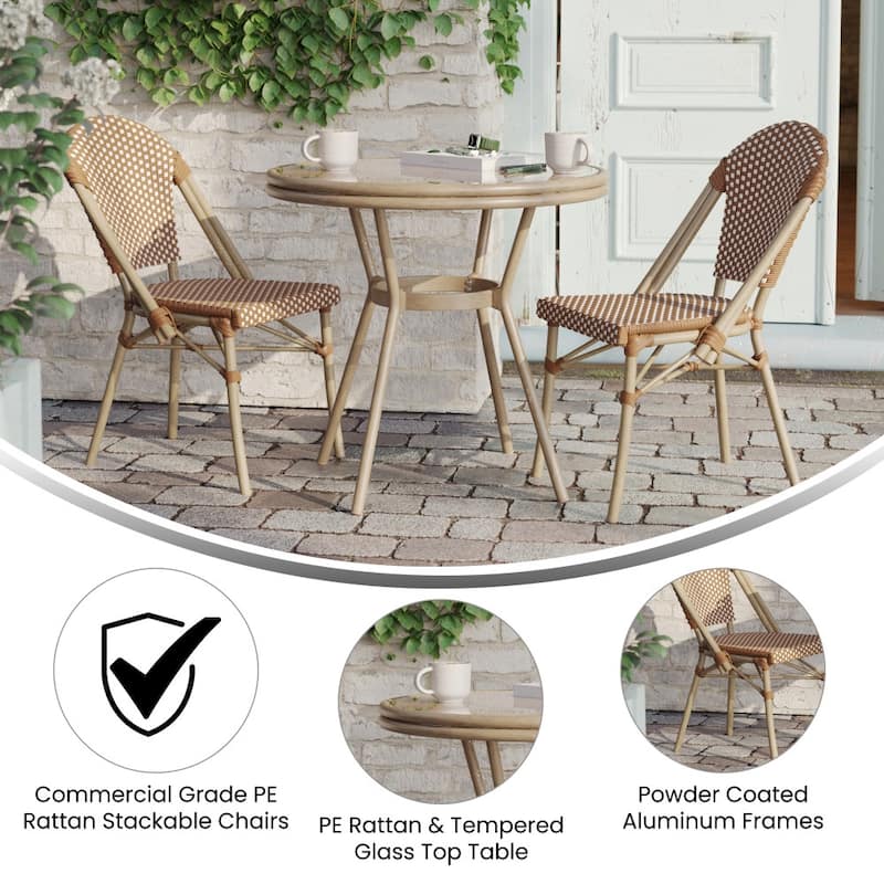 Bistro Table & 2-Chair Set with Metal Frames