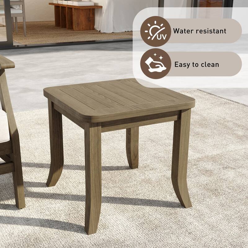 19" W Square Solid Teak Outdoor Side Table