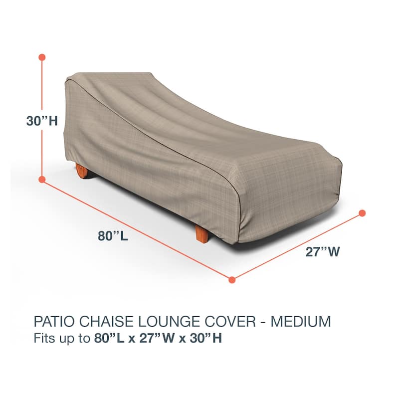 Budge StormBlock™ Mojave Black Ivory Patio Chaise Lounge Cover Multiple Sizes - Medium - 30"H x 27"W x 80"Deep