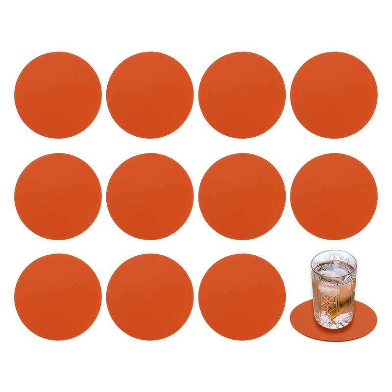 Leather Coasters, 4inch 12Pcs Personalized Modern Coasters - Orange