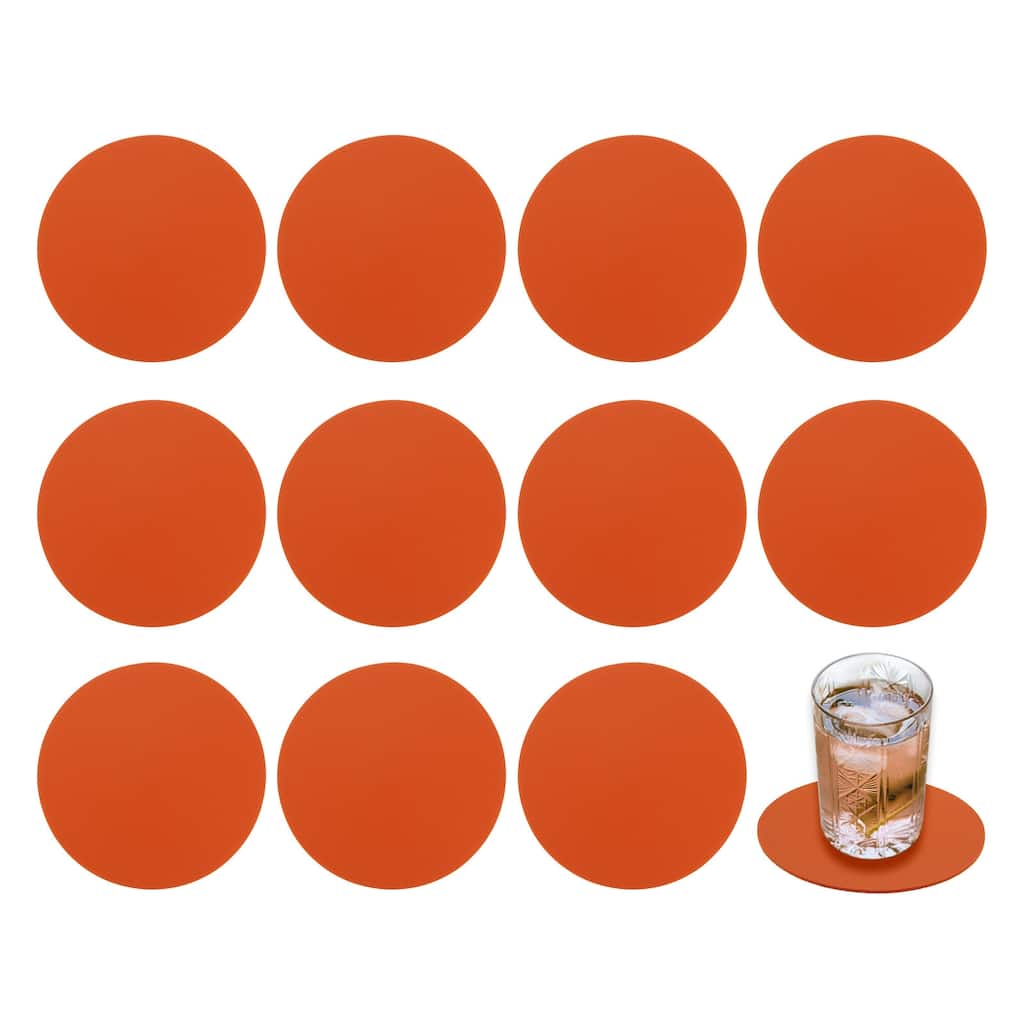 Leather Coasters, 4inch 12Pcs Personalized Modern Coasters - Orange