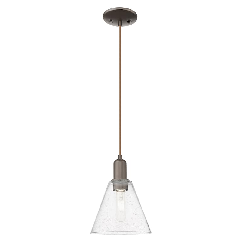 Innovations Lighting Endless Possibilities Arcadia - Berkshire Glass - 1 Light 8" Cord Hung Mini Pendant - Oil Rubbed Bronze/Seedy